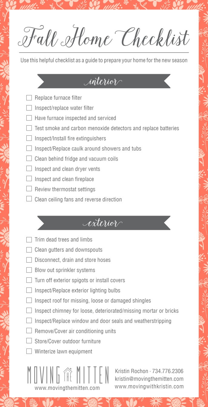 Fall Home Maintenance Checklist • Moving With Kristin